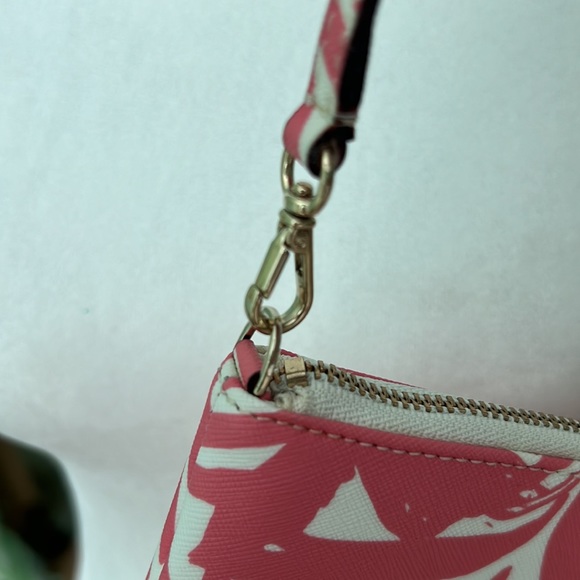 Kate Spade Grant Street Grainy Vinyl Lolly Wristlet Clutch Pink Chalk Palm - Picture 3 of 6